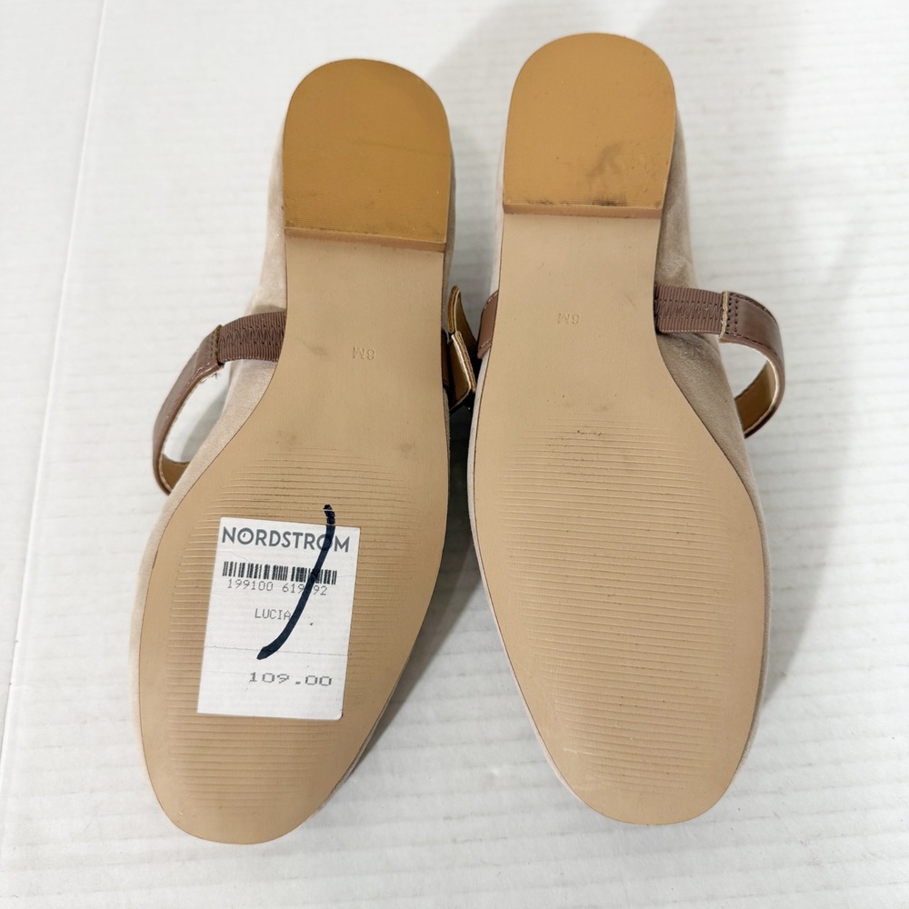 Steve Madden Lucia Suede Beige Mary Jane Buckle Ballet Flats Size 6 - Picture 7 of 7
